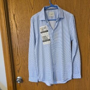 Men's Blue Patterned Button-Up Shirt C-LAB NYC